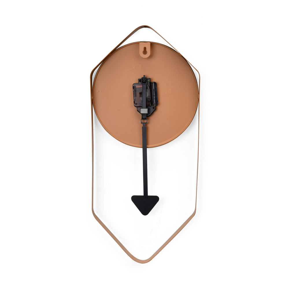 Hexagonal Metal Pendulum Wall Clock (Peach)