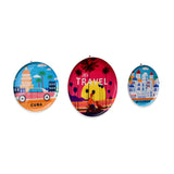 Travel City Car Metal Wall Decor Plates Set of 3 (Multicolor)