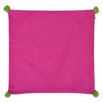 Solid Cotton 16' x 16' Two Sided Pom Pom Cushion Cover (Purple & Pink)