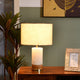 Decorative Fabric Shade Terrazzo & Wooden Base Table Lamp 60 cm (White)