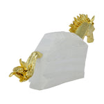 Abstract Horse Stone & Metal Showpiece- White & Gold