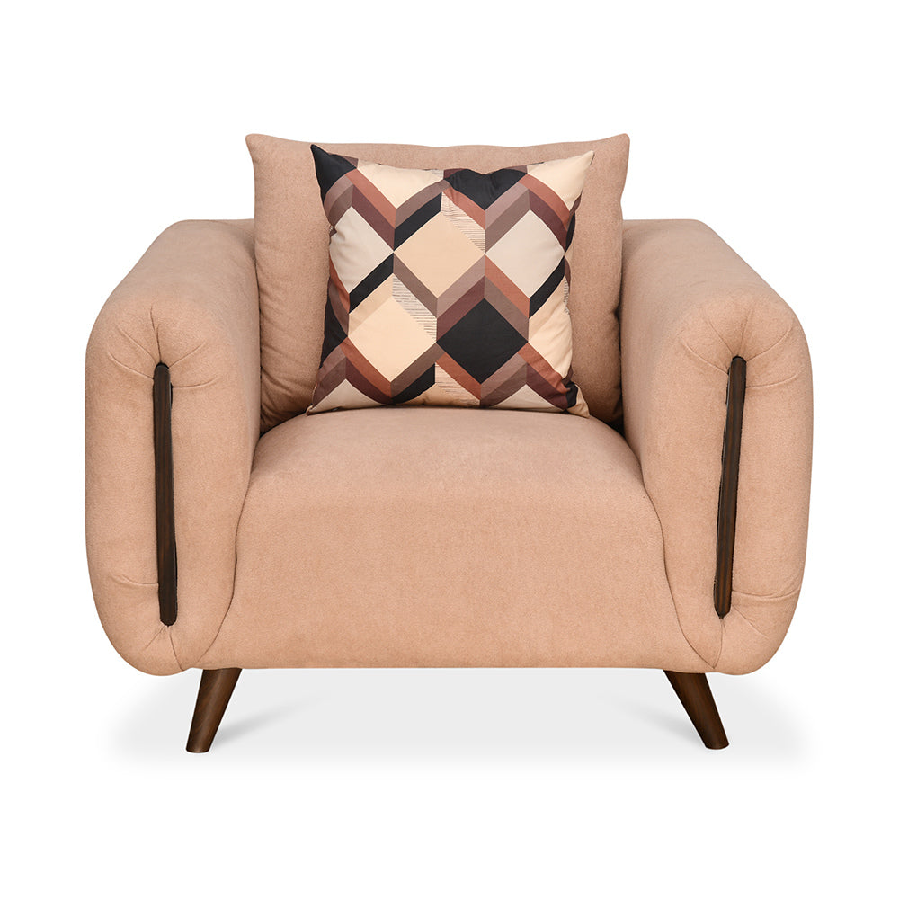 Harper 1 Seater Fabric Sofa- Peach