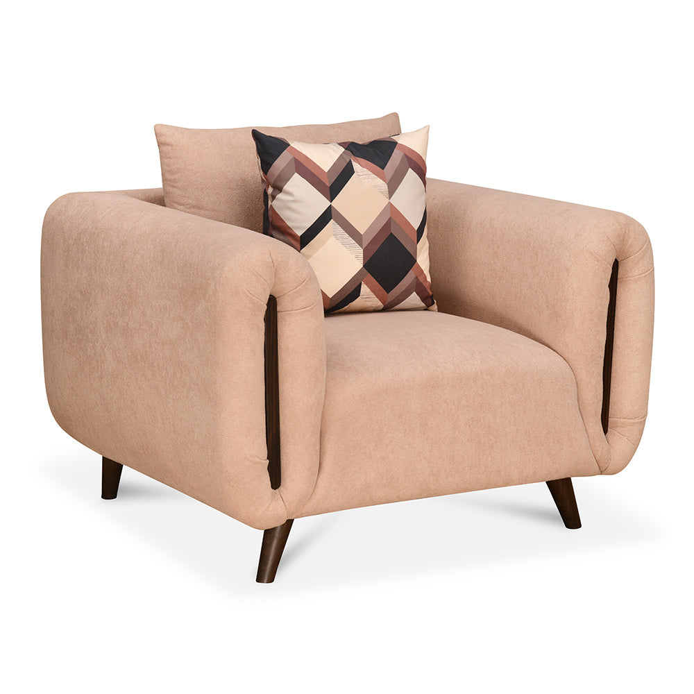 Harper 1 Seater Fabric Sofa- Peach