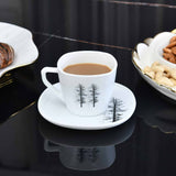 Nilkamal Arias by Lara Dutta Winter Forest Cup & Saucer Set of 12 (220 ml, 6 Cups & 6 Saucers, White)
