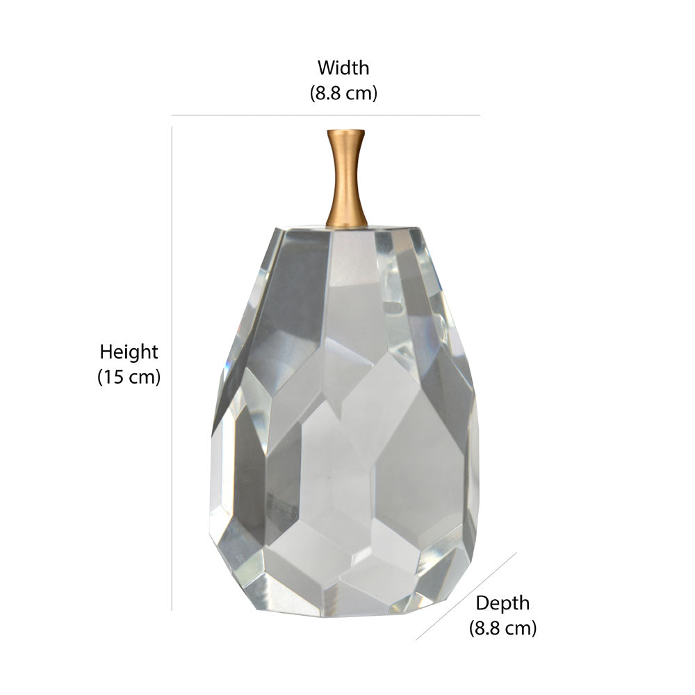 Decorative Crystal Pear Showpiece- Gold