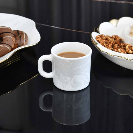 Nilkamal Arias by Lara Dutta Graphite Snow Coffee Mugs Set of 6 (180 ml, White)
