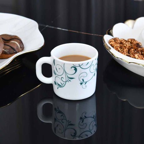 Nilkamal Arias by Lara Dutta Blue Spring Coffee Mugs Set of 6 (180 ml, White)