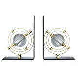 Iron & Crystal Globe Bookends- Black & Gold