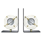 Iron & Crystal Globe Bookends- Black & Gold