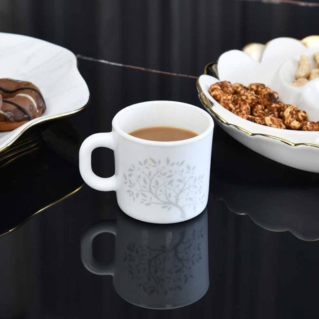 Nilkamal Arias by Lara Dutta Tree of Life Coffee Mugs Set of 6 (180 ml, White)
