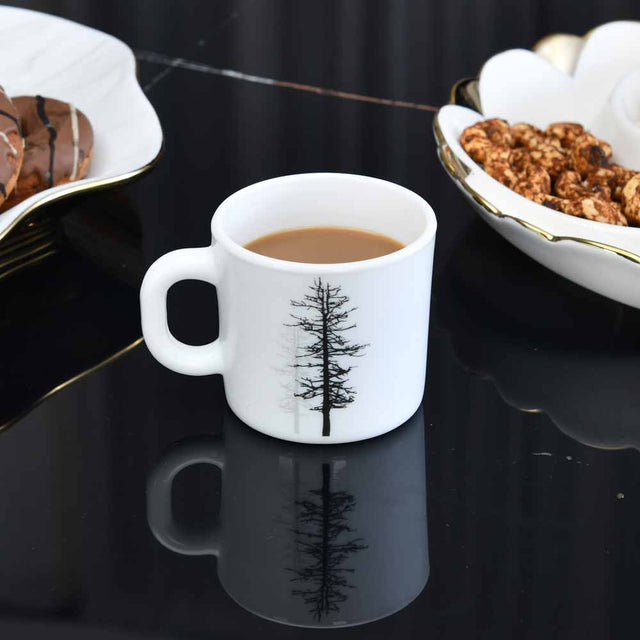 Nilkamal Arias by Lara Dutta Winter Forest Coffee Mugs Set of 6 (180 ml, White)