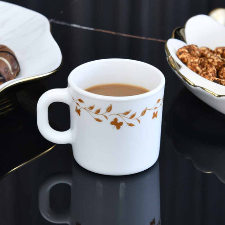 Nilkamal Arias by Lara Dutta Autumn Grace Coffee Mugs Set of 6 (180 ml, White)