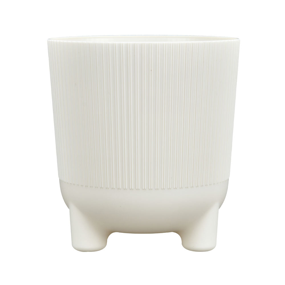 Fluted Design Polypropylene Mini Planter- Cream