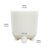 Fluted Design Polypropylene Mini Planter- Cream