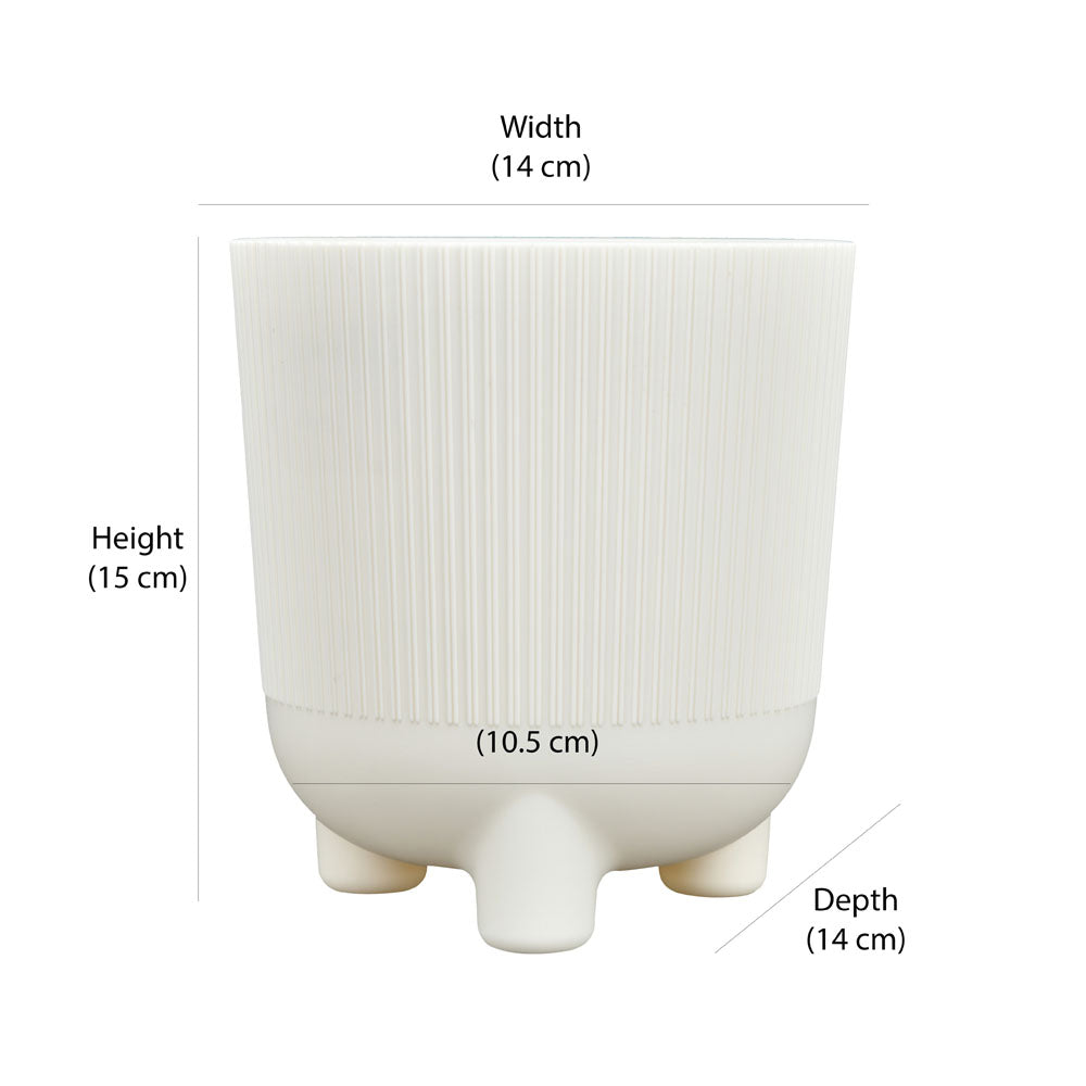 Fluted Design Polypropylene Mini Planter- Cream