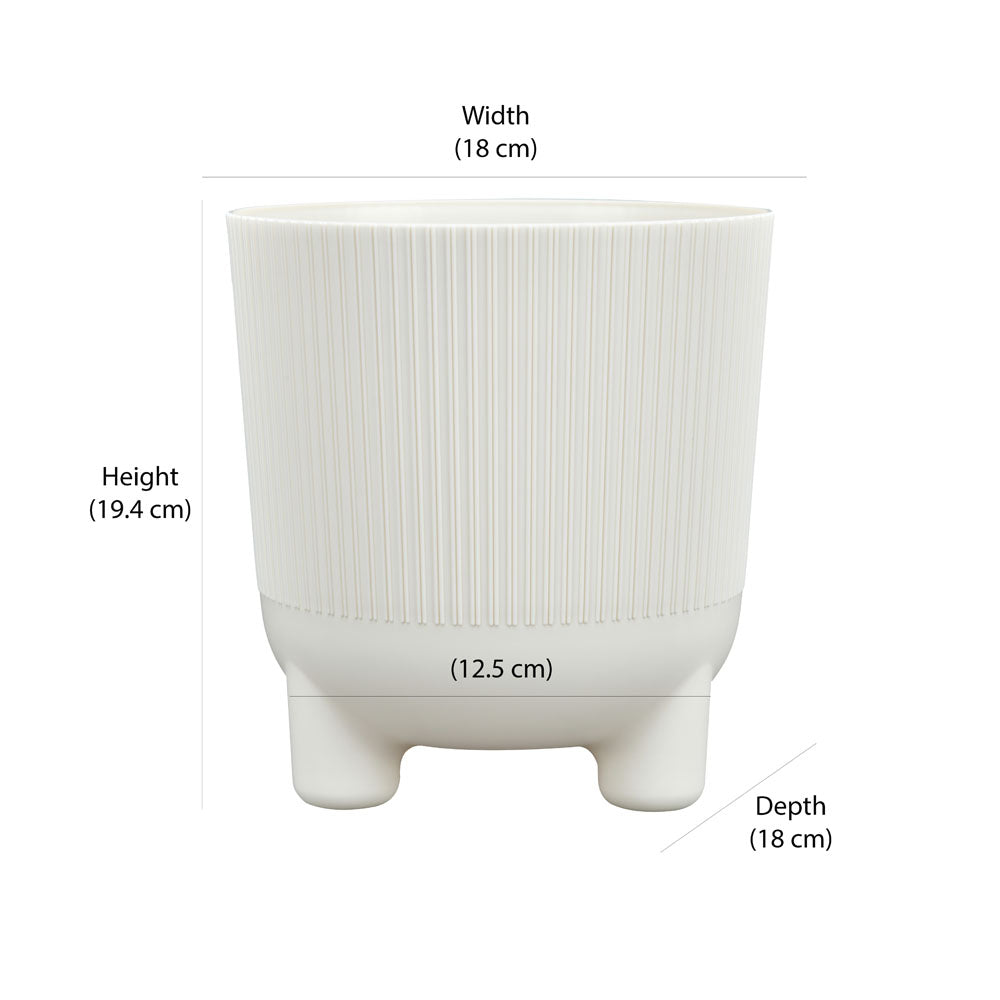Fluted Design Polypropylene Planter (Cream)
