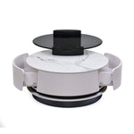 Kairos Ceramic and Glass Top Center Table (White & Dark Walnut)