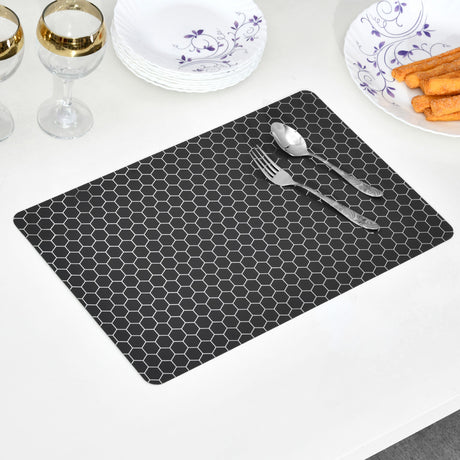 Nilkamal Rectangular Abstract 43 5 X 28 5 Cm Table Placemat Set Of 4 Brown