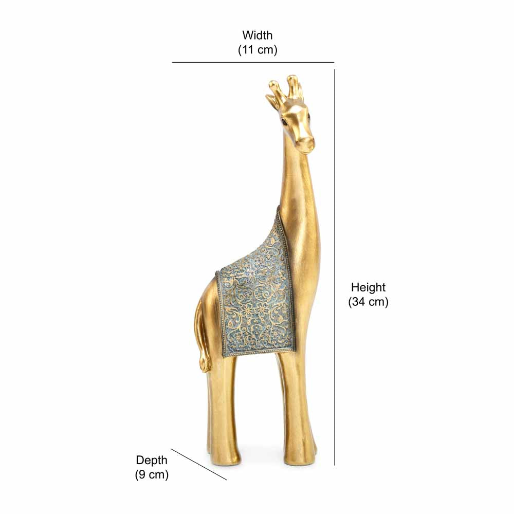 Decorative Giraffe Polyresin Showpiece (Grey & Gold)