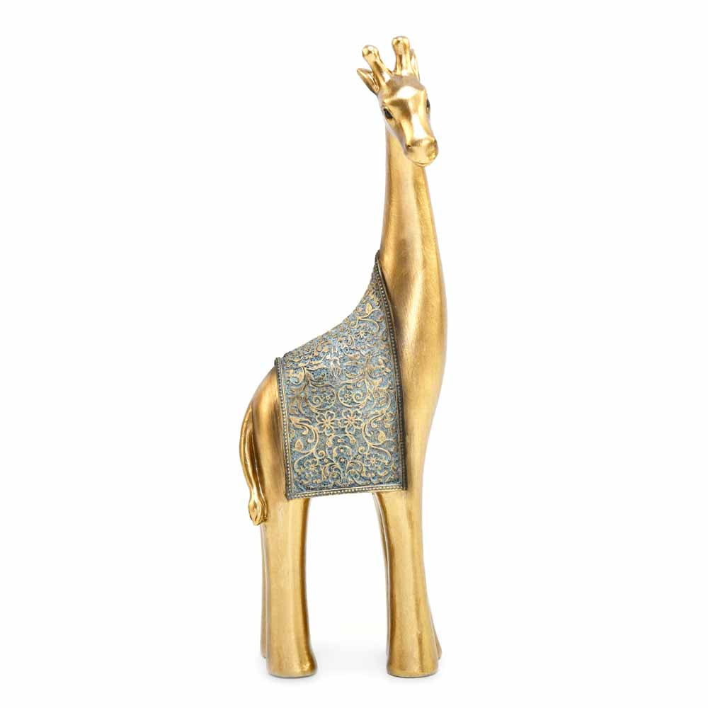 Decorative Giraffe Polyresin Showpiece (Grey & Gold)
