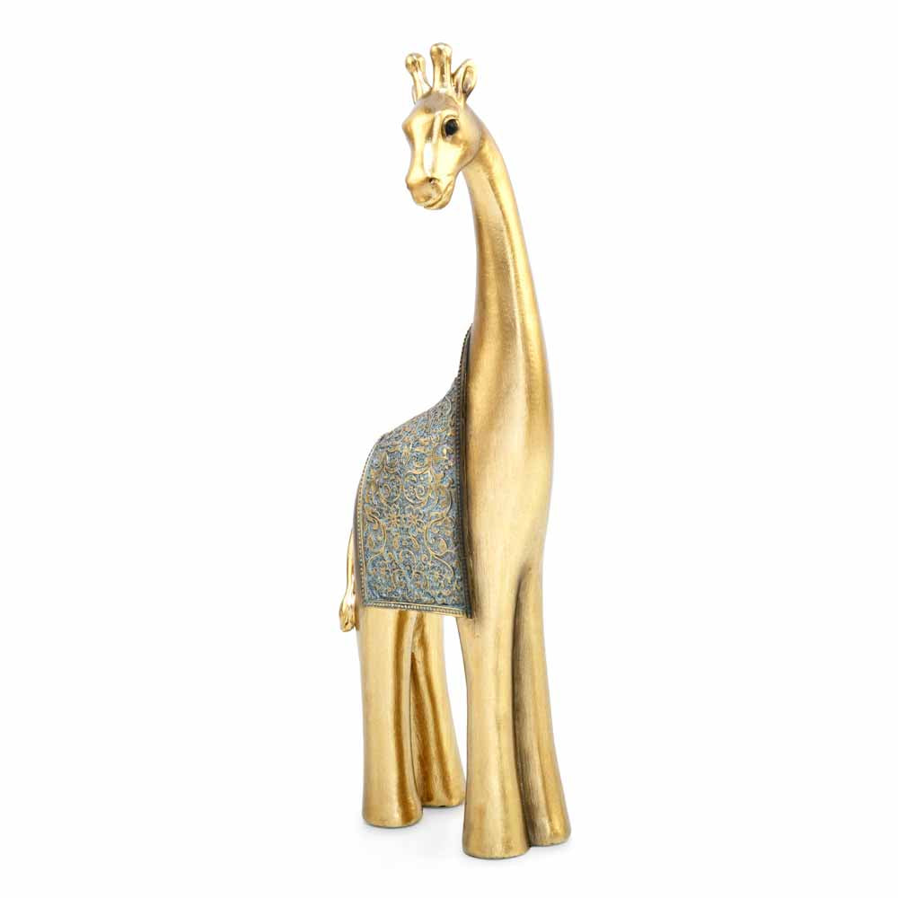 Decorative Giraffe Polyresin Showpiece (Grey & Gold)
