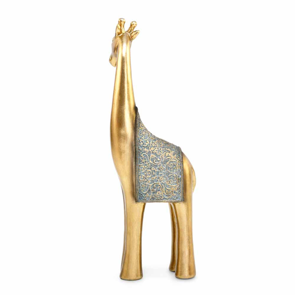 Decorative Giraffe Polyresin Showpiece (Grey & Gold)