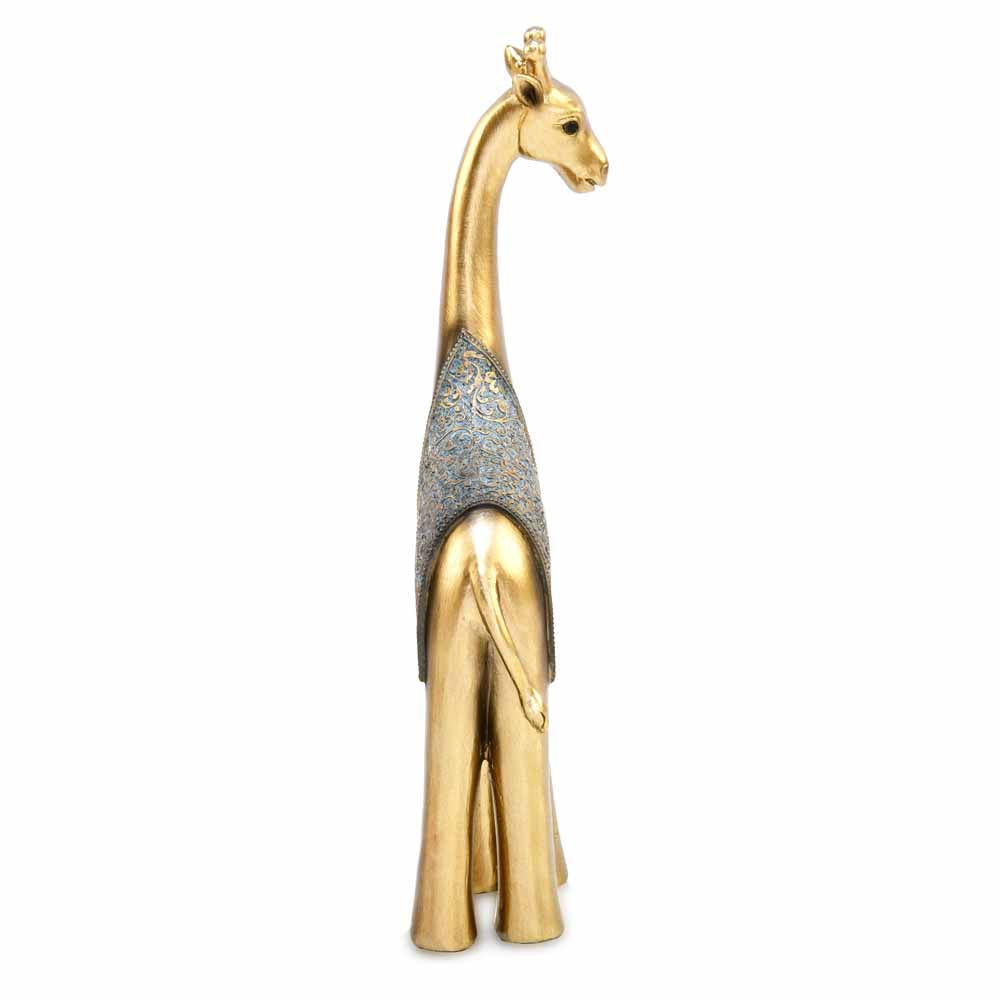 Decorative Giraffe Polyresin Showpiece (Grey & Gold)