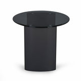 Kairos Glass Top Side Table (Dark Walnut)
