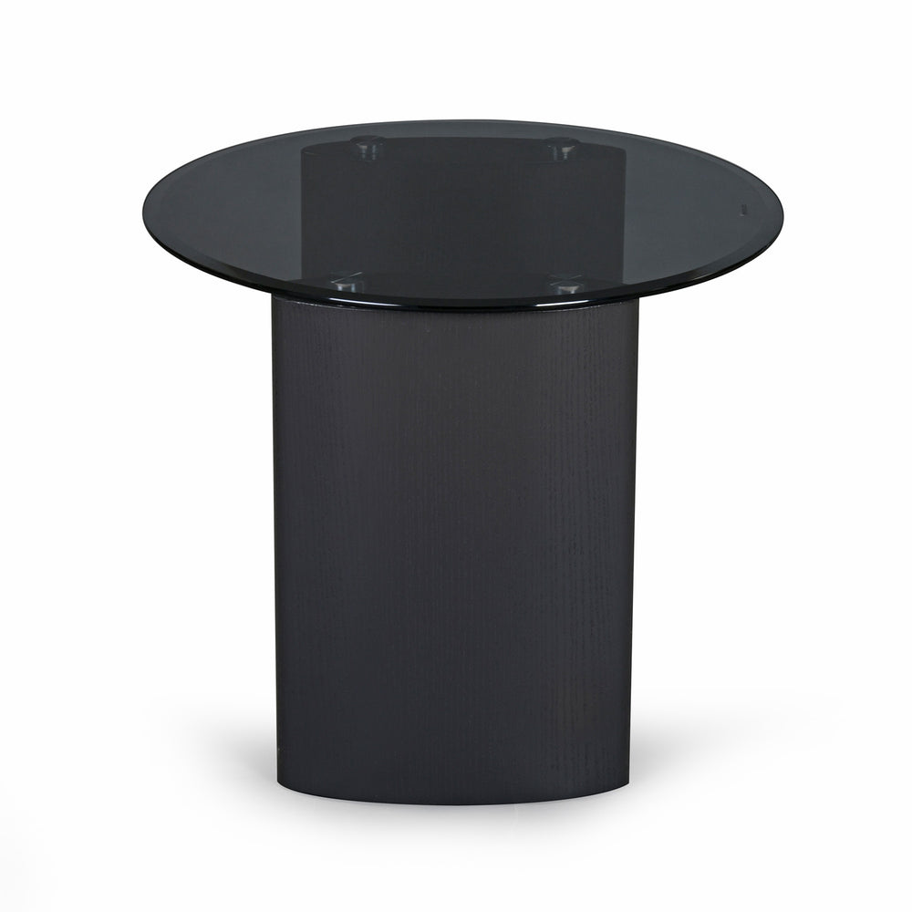 Kairos Glass Top Side Table (Dark Walnut)