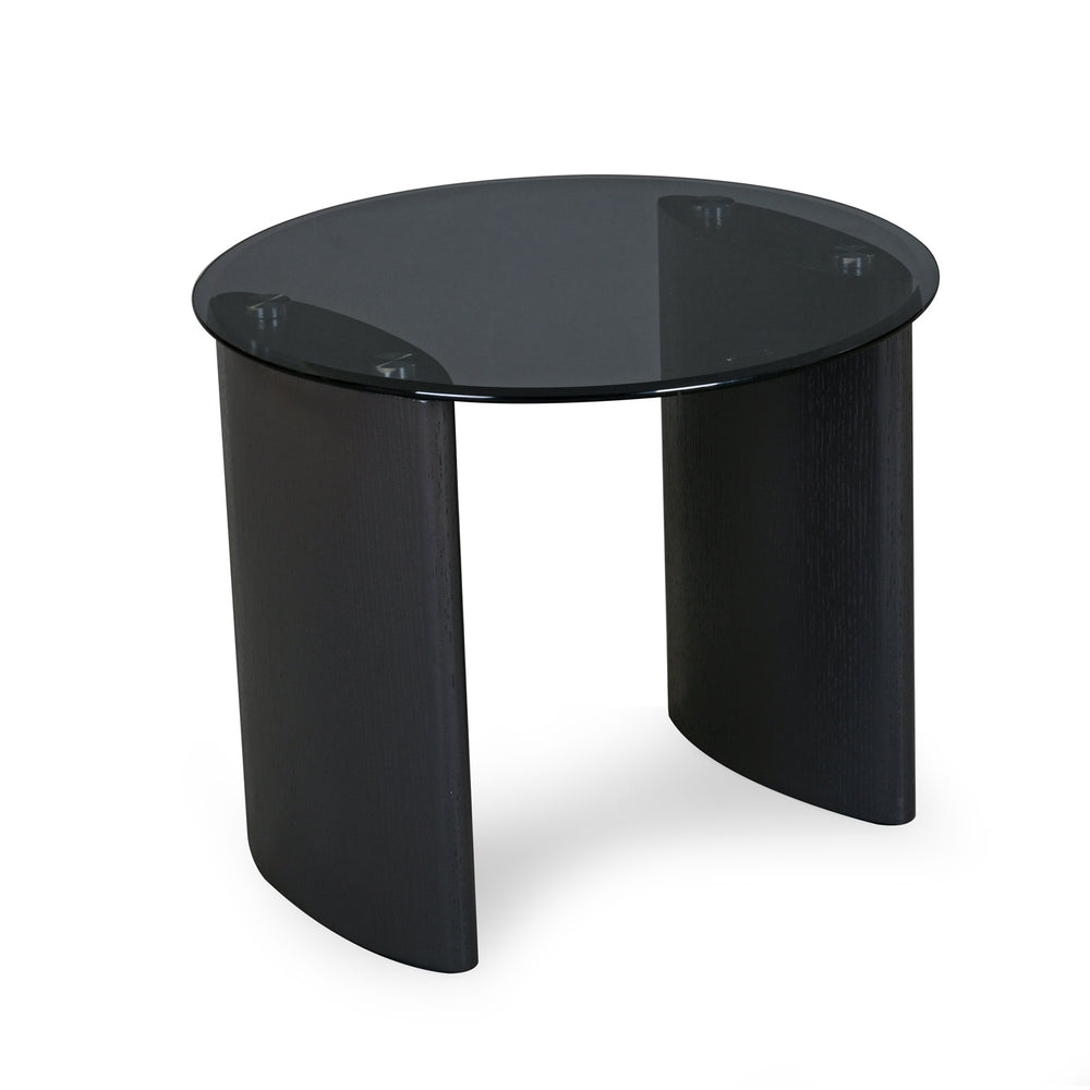 Kairos Glass Top Side Table (Dark Walnut)