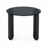 Kairos Glass Top Side Table (Dark Walnut)