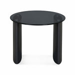 Kairos Glass Top Side Table (Dark Walnut)