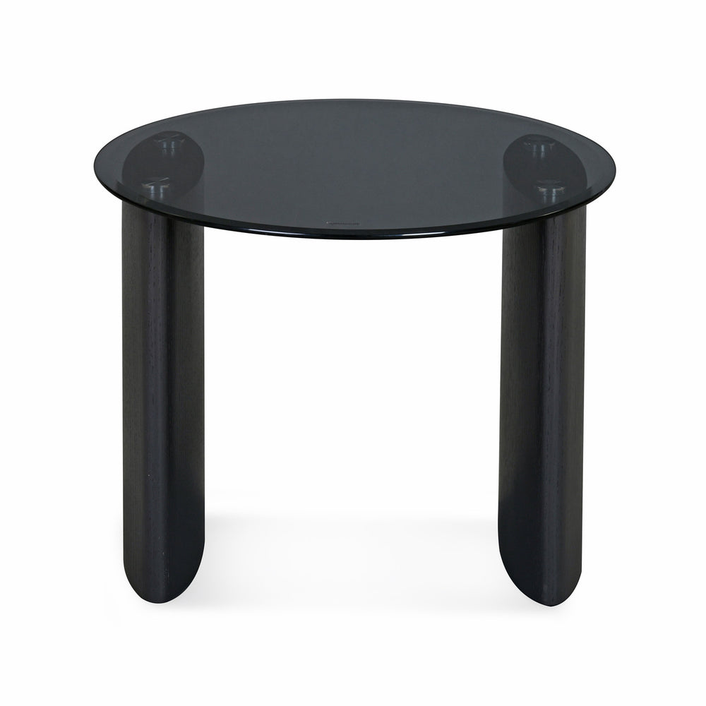 Kairos Glass Top Side Table (Dark Walnut)