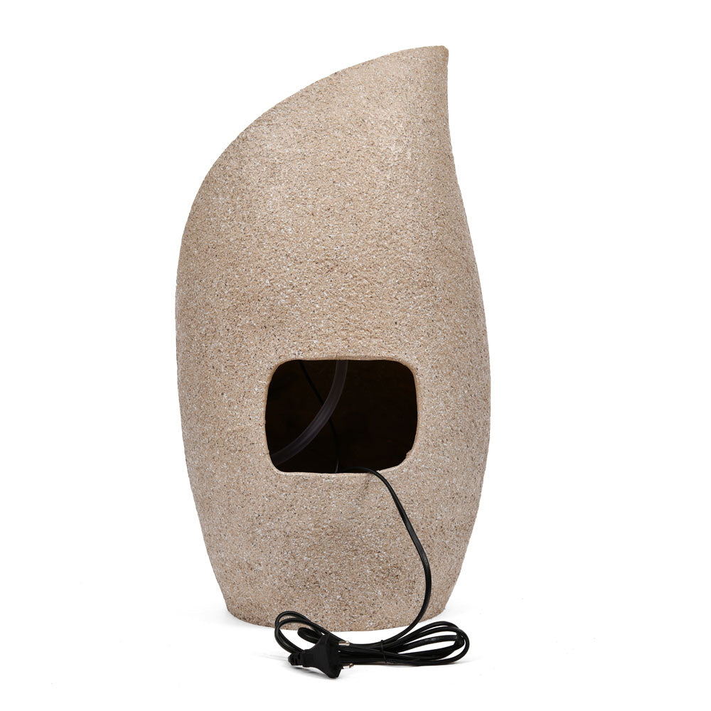 Trio Diya Steps Polyresin Table Top Decorative Water Fountain with LED Light- Beige