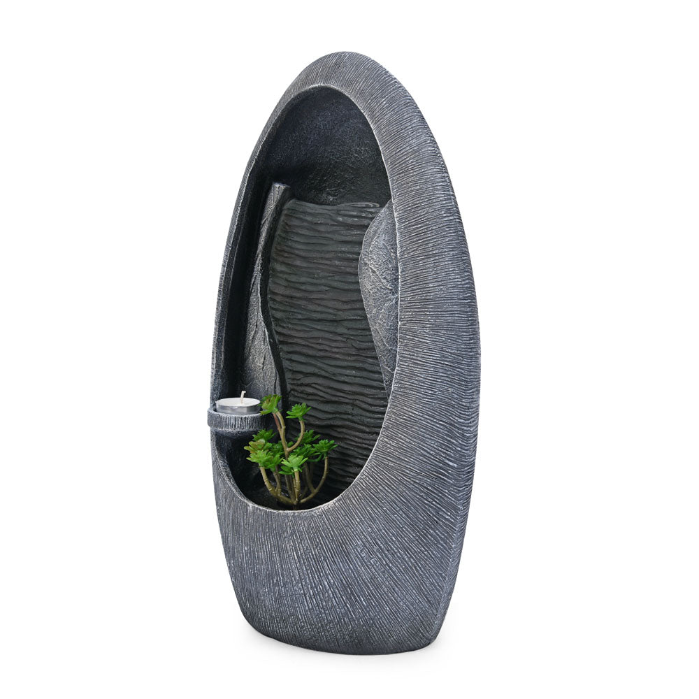 Waterfall Polyresin Decorative Table Top Water Fountain with LED Light- Grey