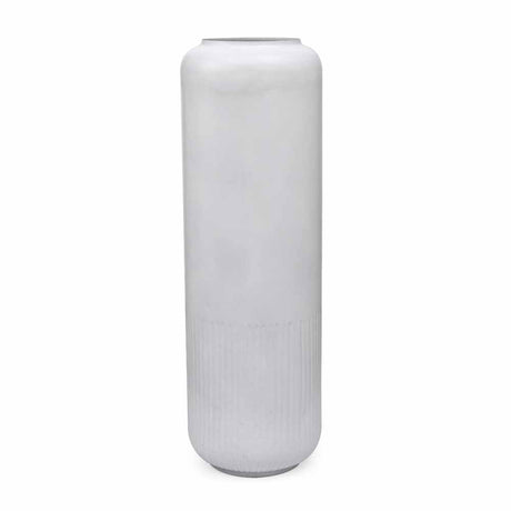 Decorative Metal Tumbler Floor Vase- White