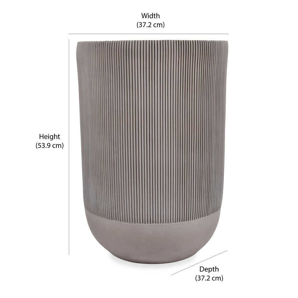Ribbed Magnesium Oxide Indoor Outdoor Tall Planter 53.9 cm (Taupe)