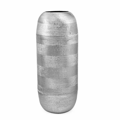 Decorative Metal Tumbler Floor Vase- Silver