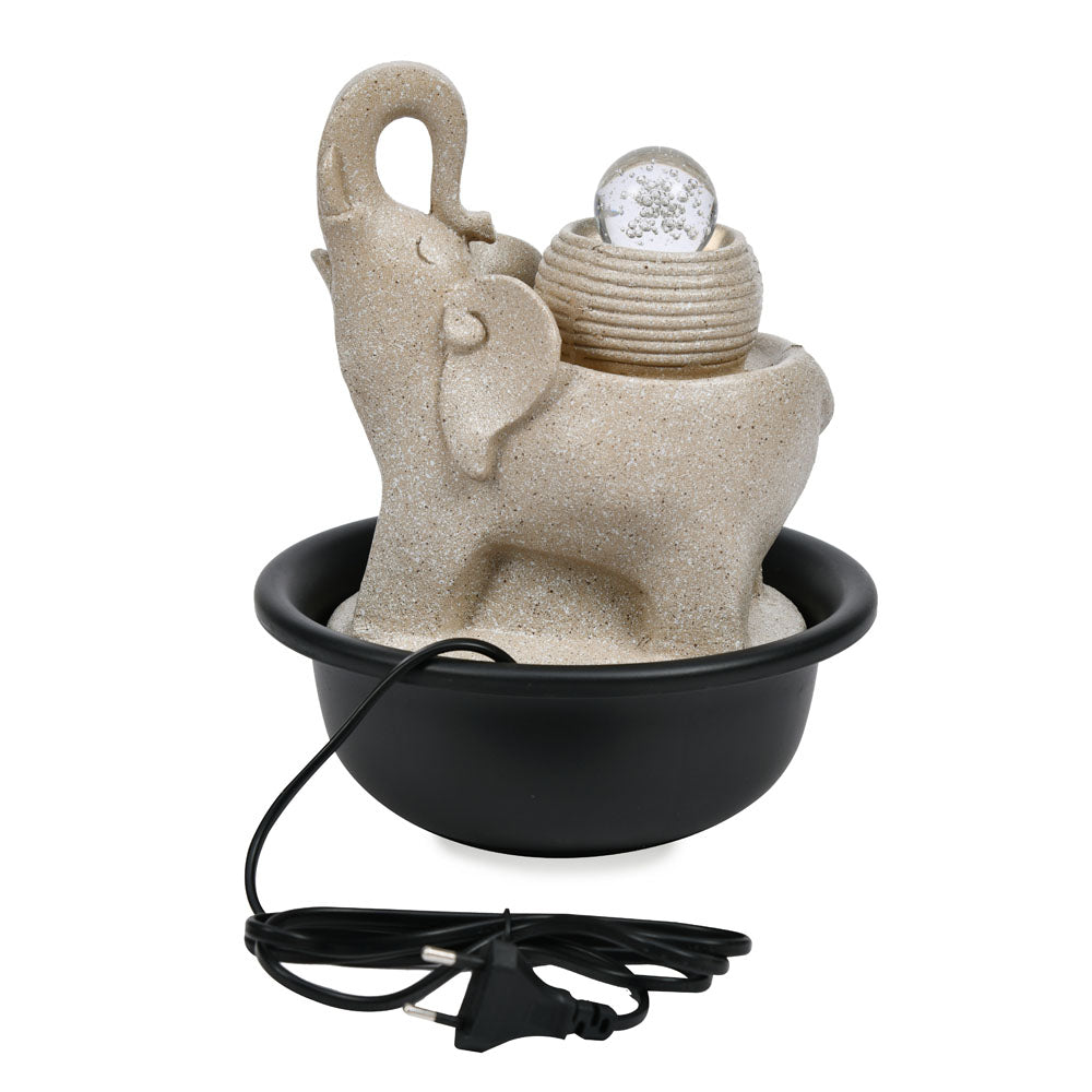 Elephant Polyresin Table Top Decorative Water Fountain with LED Light- Sand