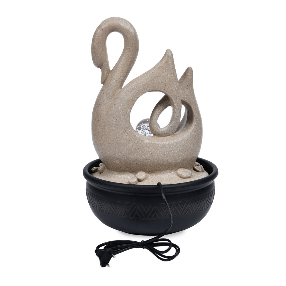 Swan Shaped Polyresin Decorative Table Top Water Fountain with LED Light- Sand