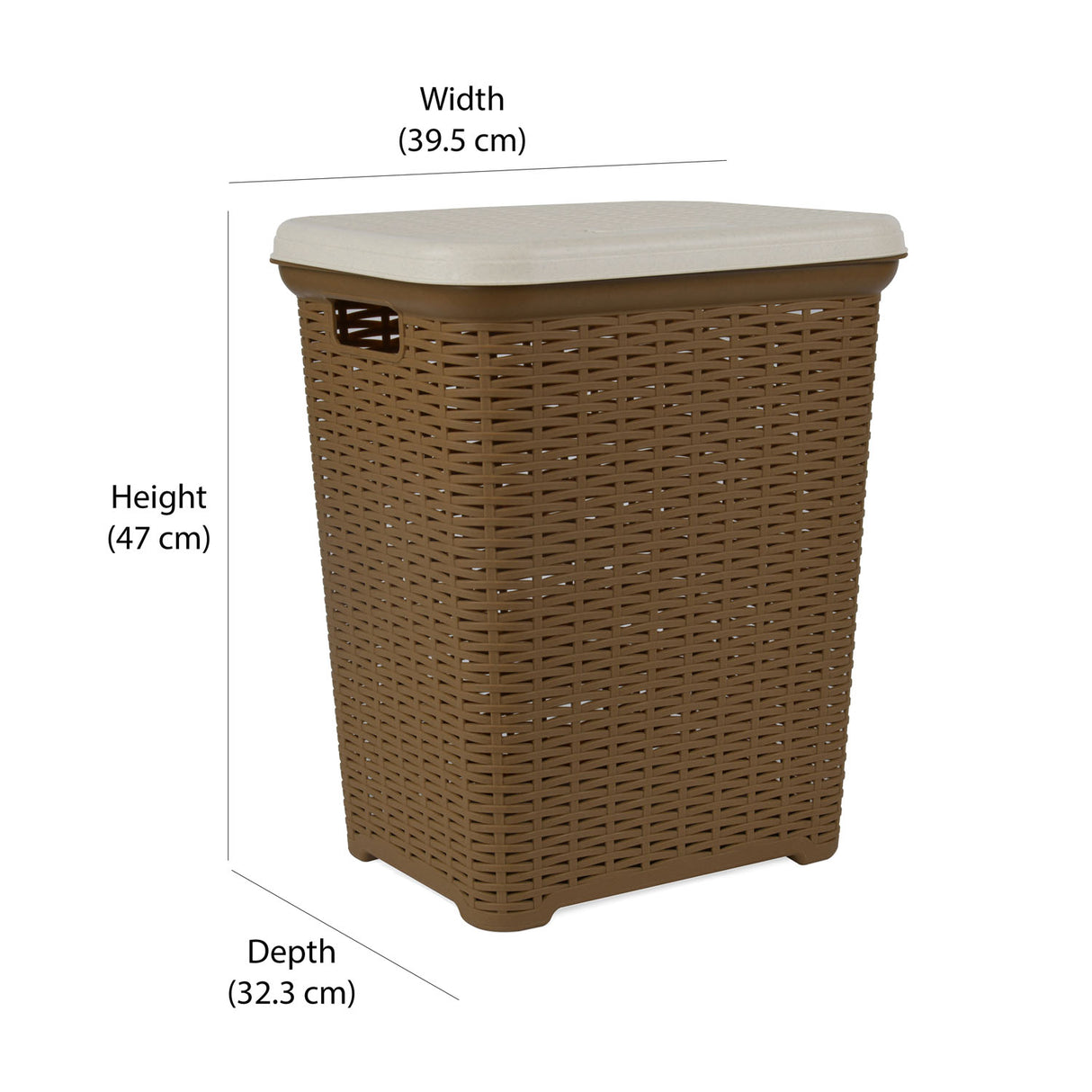 Laundry Basket 35L Plastic- Brown and Cream