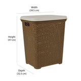 Laundry Basket 35L Plastic- Brown and Cream