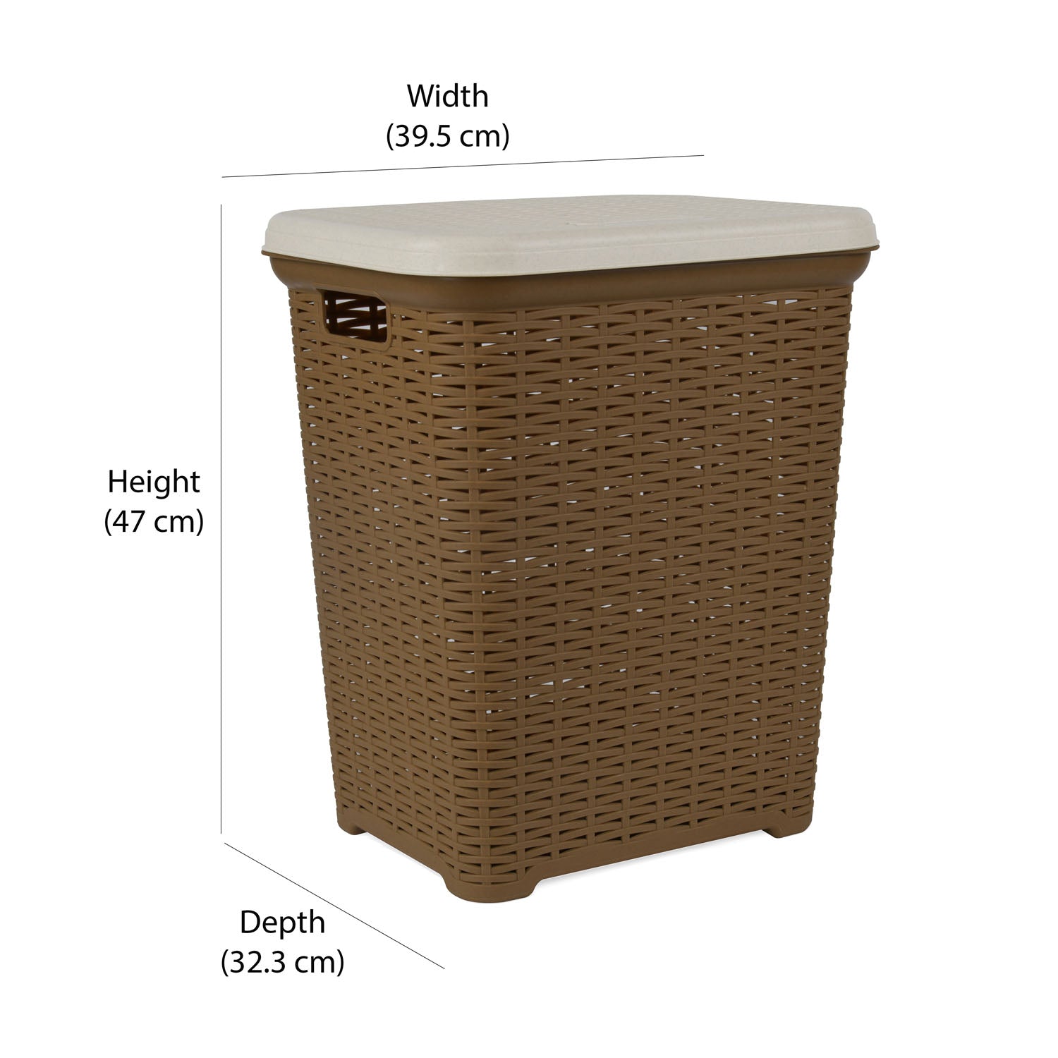 Laundry Basket 35L Plastic- Brown and Cream
