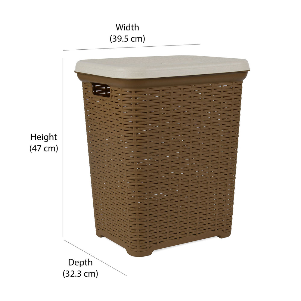 Laundry Basket 35L Plastic- Brown and Cream