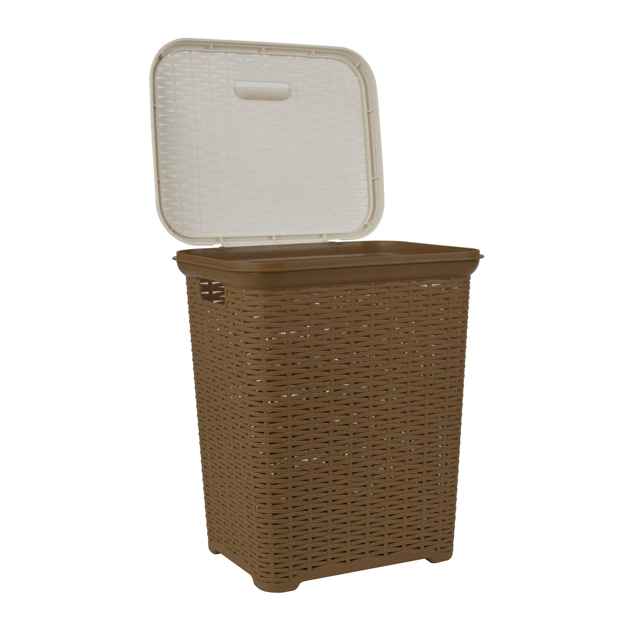 Laundry Basket 35L Plastic- Brown and Cream