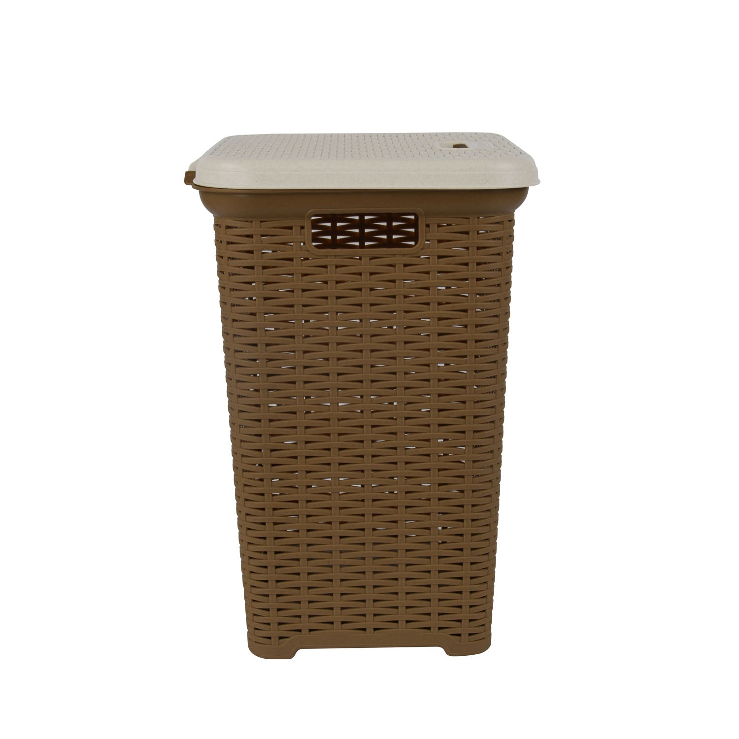 Laundry Basket 35L Plastic- Brown and Cream
