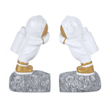 Astronauts Polyresin Bookends Set of 2 (White & Gold)