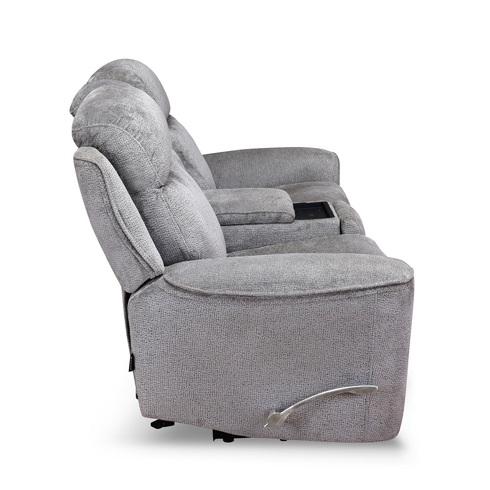 Favian 2 Seater Rocker Recliner Sofa With Console- Grey
