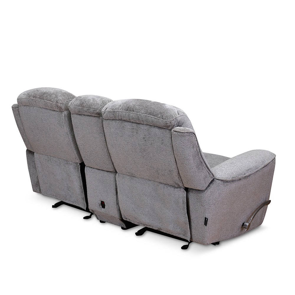 Favian 2 Seater Rocker Recliner Sofa With Console- Grey