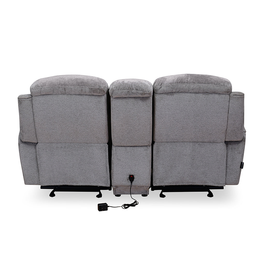 Favian 2 Seater Rocker Recliner Sofa With Console- Grey